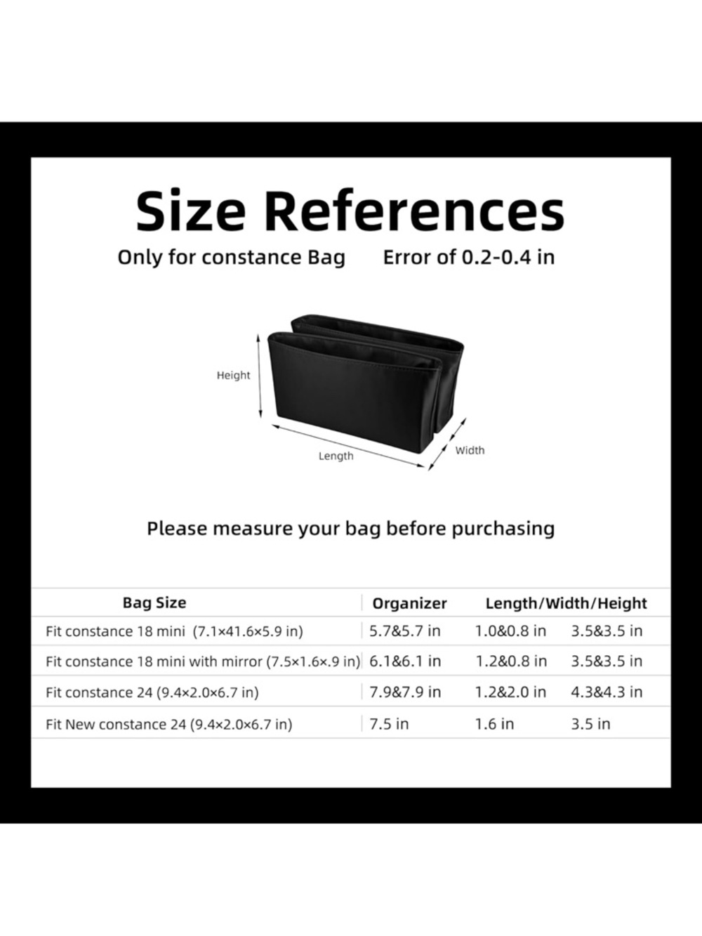 Satin / silk bag liner fits Hermes Constance 18 - Picture 4 of 4